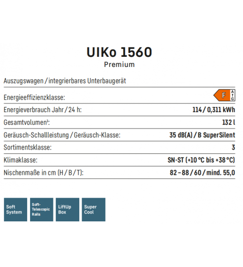 LIEBHERR利勃海尔 UIKo 1560  台下嵌入式单门冰箱